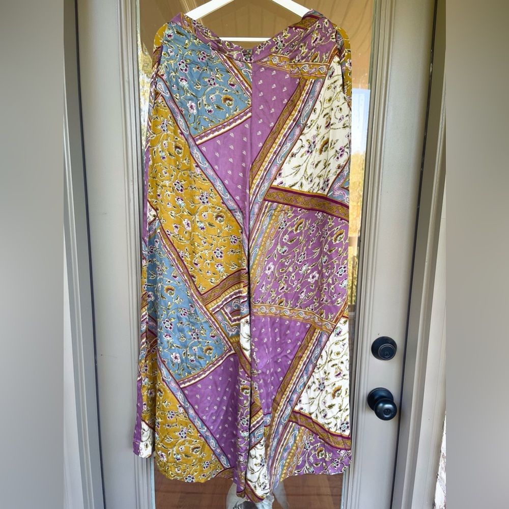 Patchwork wide legs colorful pants size L boutique